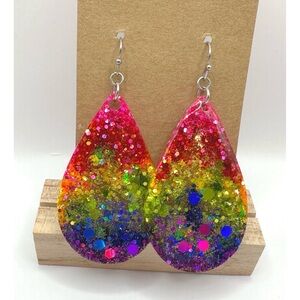 Randans Rainbow Frameless Dangle Teardrop Earrings